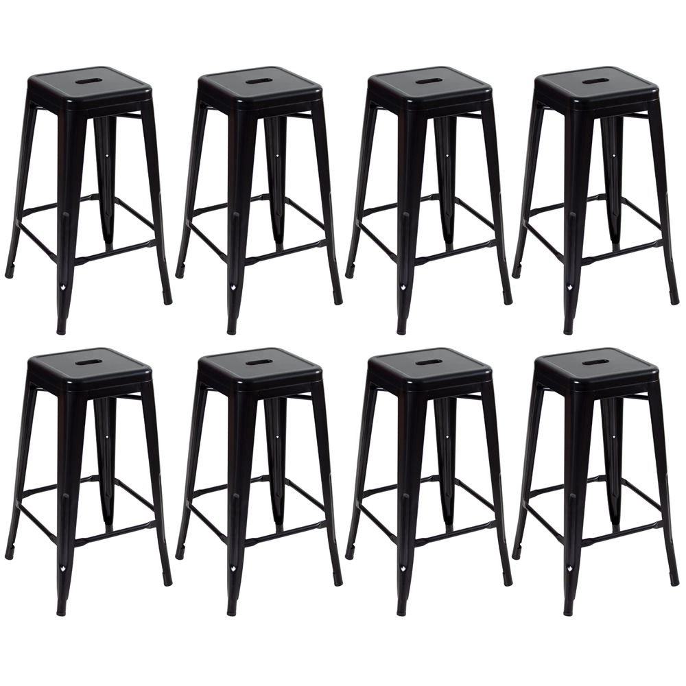 Kit 8 Banquetas alta para bancada Iron Tolix 76 cm - Preto semibrilho