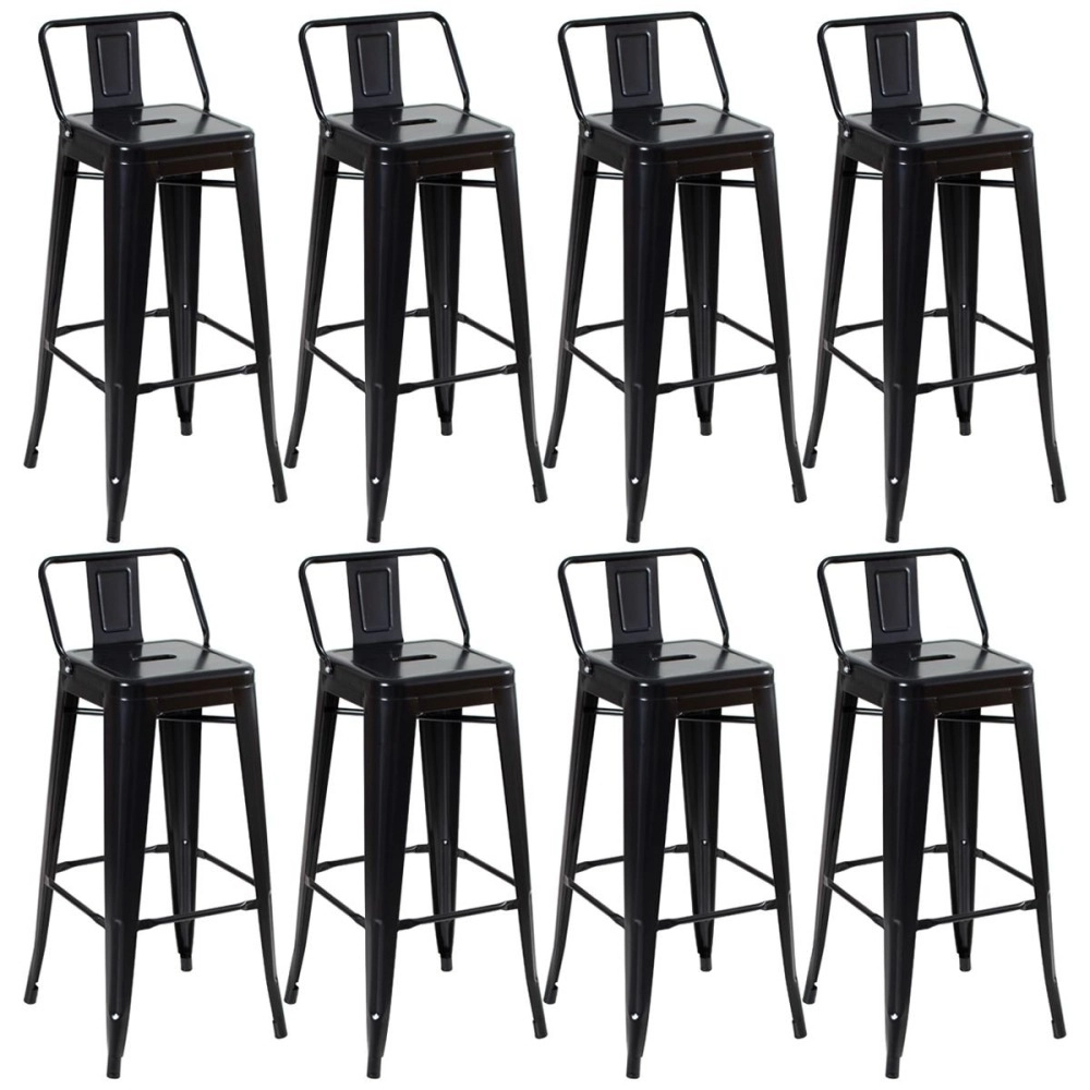 Kit 8 banquetas altas para bancada Iron Tolix com encosto 76 cm – Preto Semibrilho Kit 8 banquetas altas para bancada Iron Tolix com encosto 76 cm – Preto Semibrilho