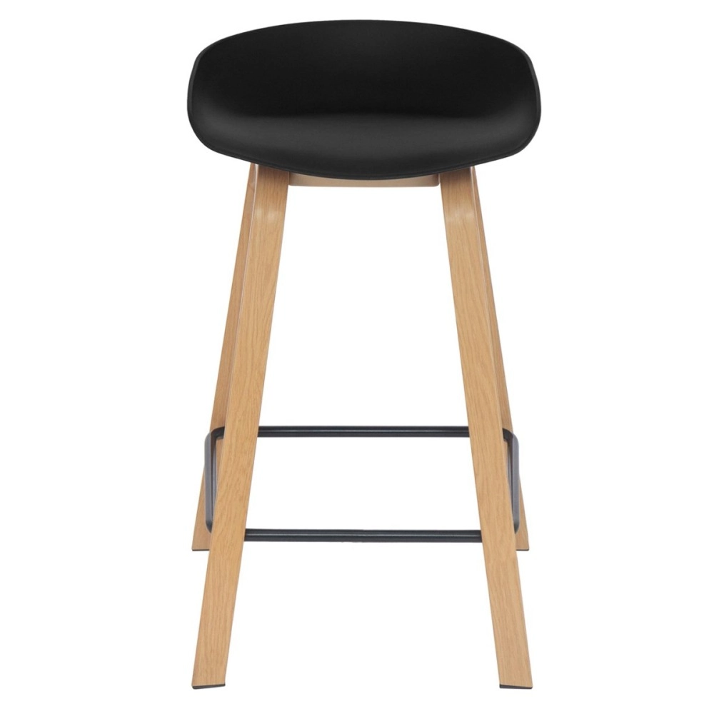 Kit 8 Banquetas média para bancada Cassia com base de madeira 66 cm - Preto Kit 8 Banquetas média para bancada Cassia com base de madeira 66 cm - Preto
