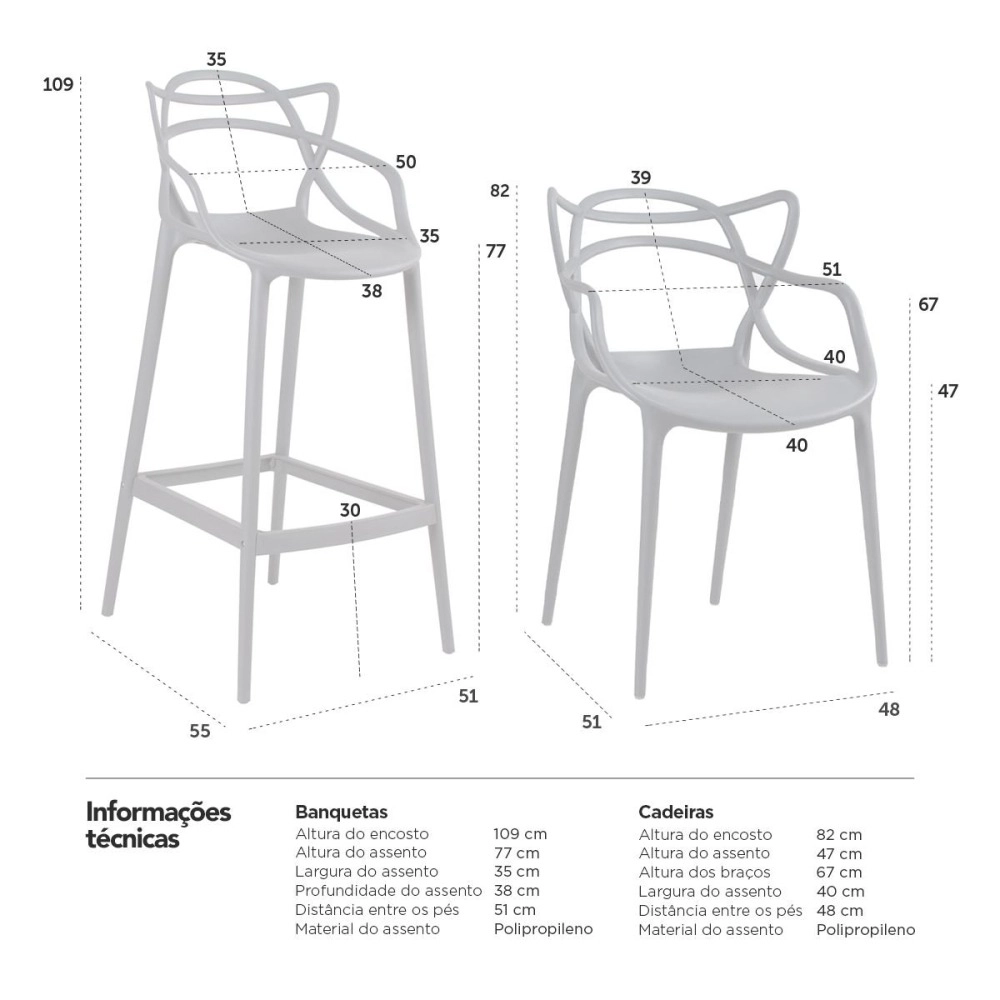 Kit 8 cadeiras + 3 banquetas altas Masters Allegra - Cinza escuro Kit 8 cadeiras + 3 banquetas altas Masters Allegra - Cinza escuro