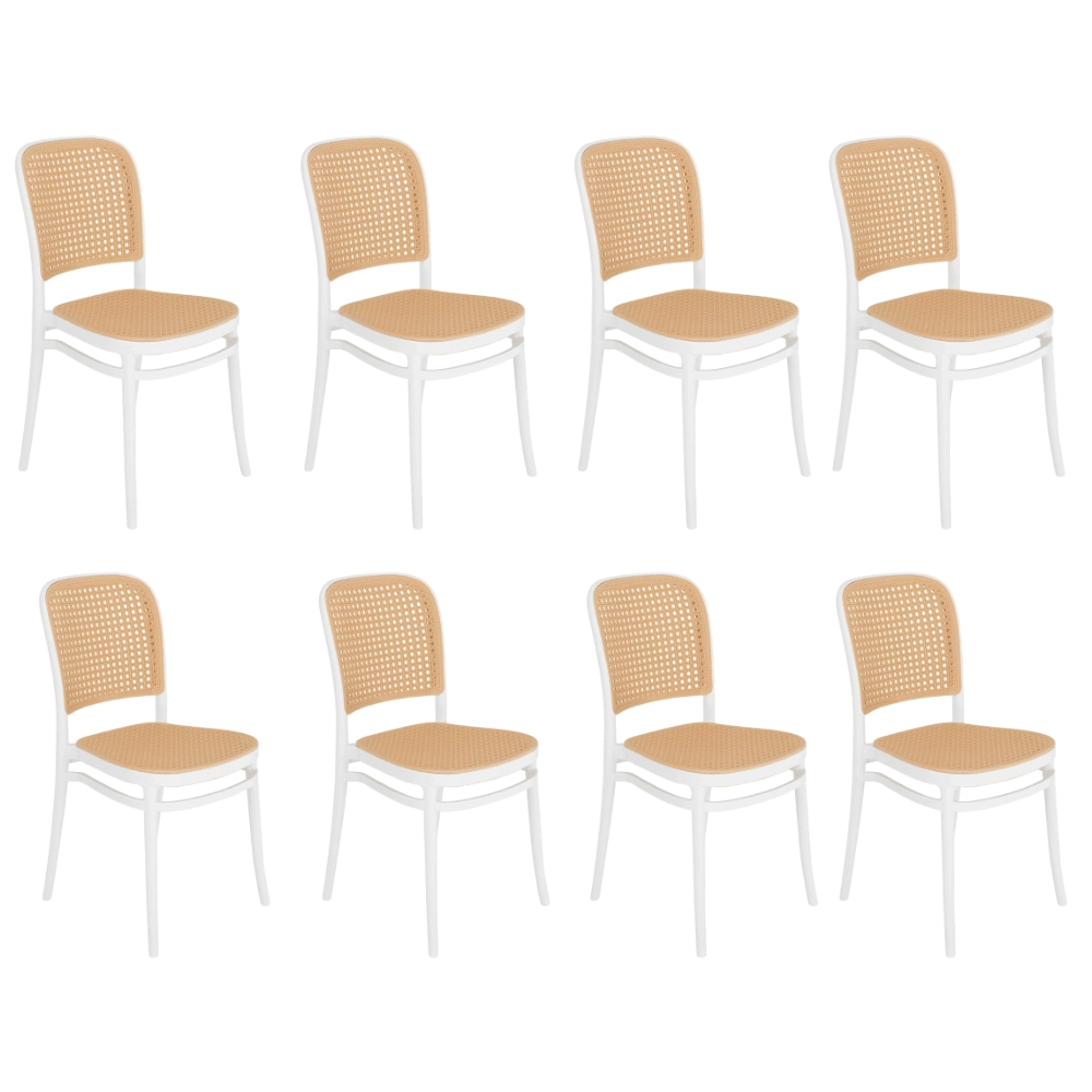 Kit 8 Cadeiras de jantar Amis Lola com design moderno e assento confortável - Branco