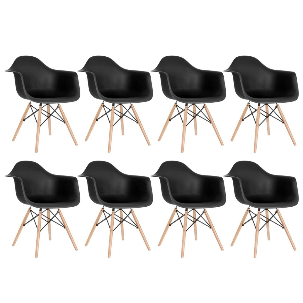 Kit 8 Cadeiras de jantar Charles Eames Eiffel DAW em Polipropileno - Preto Kit 8 Cadeiras de jantar Charles Eames Eiffel DAW em Polipropileno - Preto