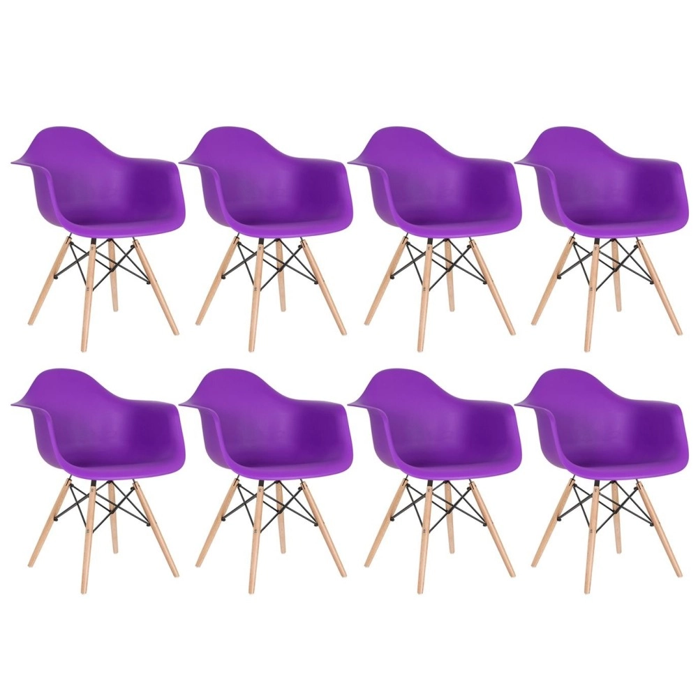 Kit 8 Cadeiras de jantar Charles Eames Eiffel DAW em Polipropileno - Roxo Kit 8 Cadeiras de jantar Charles Eames Eiffel DAW em Polipropileno - Roxo