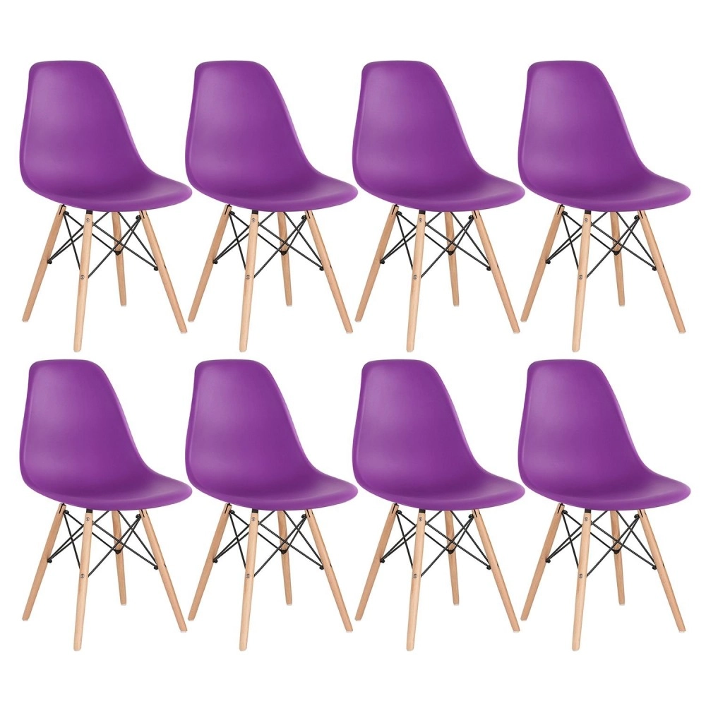 Kit 8 Cadeiras de jantar Charles Eames Eiffel DSW em Polipropileno - Roxo Kit 8 Cadeiras de jantar Charles Eames Eiffel DSW em Polipropileno - Roxo
