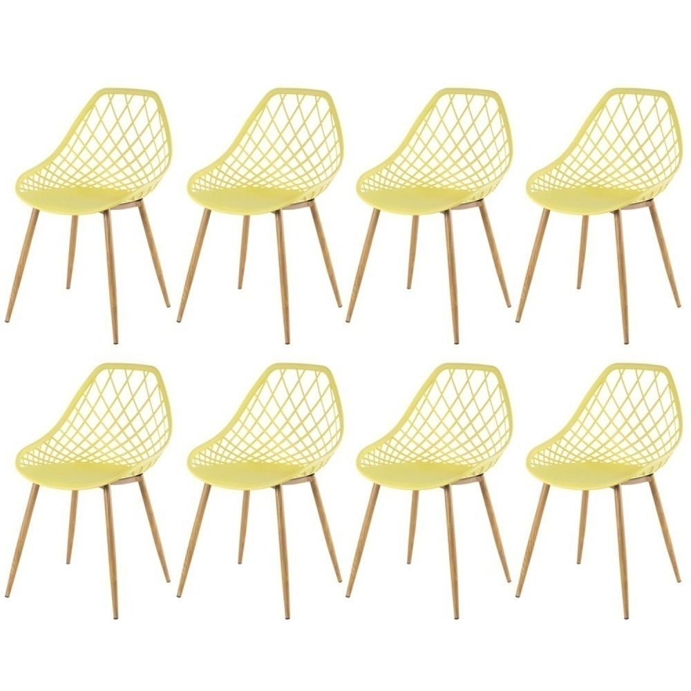 Kit 8 cadeiras de jantar Clarice Cloe com design contemporâneo – Amarelo