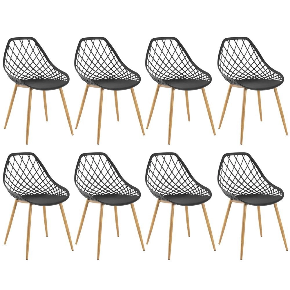 Kit 8 cadeiras de jantar Clarice Cloe com design contemporâneo – Preto