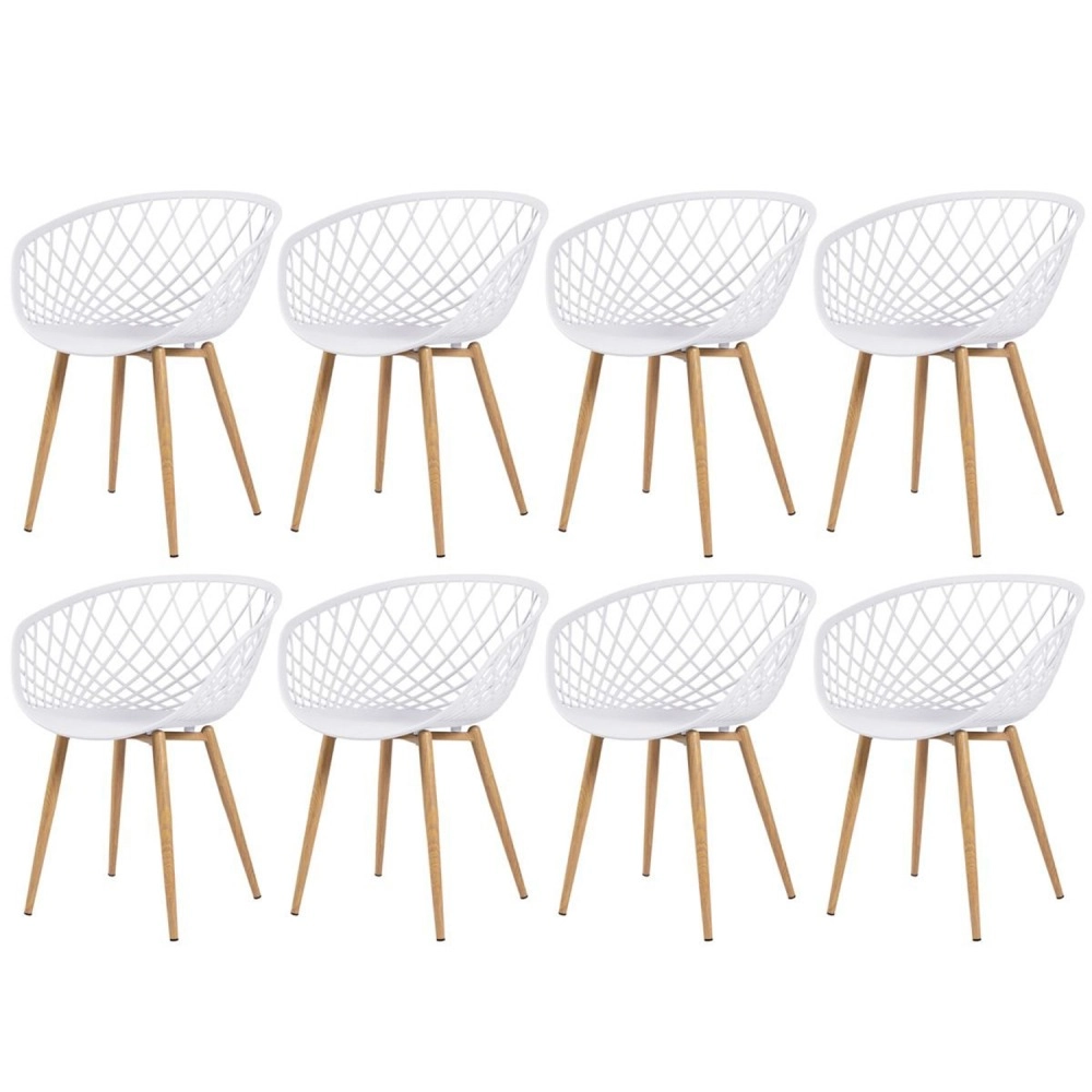 Kit 8 Cadeiras de jantar Clarice Nest com design moderno e anatômico - Branco Kit 8 Cadeiras de jantar Clarice Nest com design moderno e anatômico - Branco