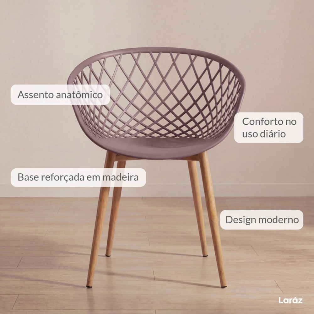 Kit 8 Cadeiras de jantar Clarice Nest com design moderno e anatômico - Fendi