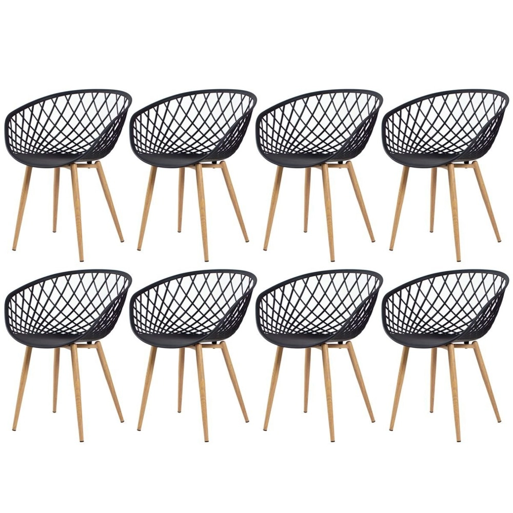 Kit 8 Cadeiras de jantar Clarice Nest com design moderno e anatômico - Preto