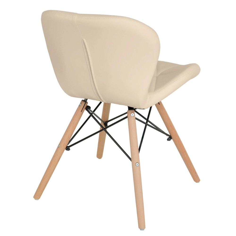 Kit 8 Cadeiras de jantar estofada Charles Eames Eiffel Slim Wood confort – Nude