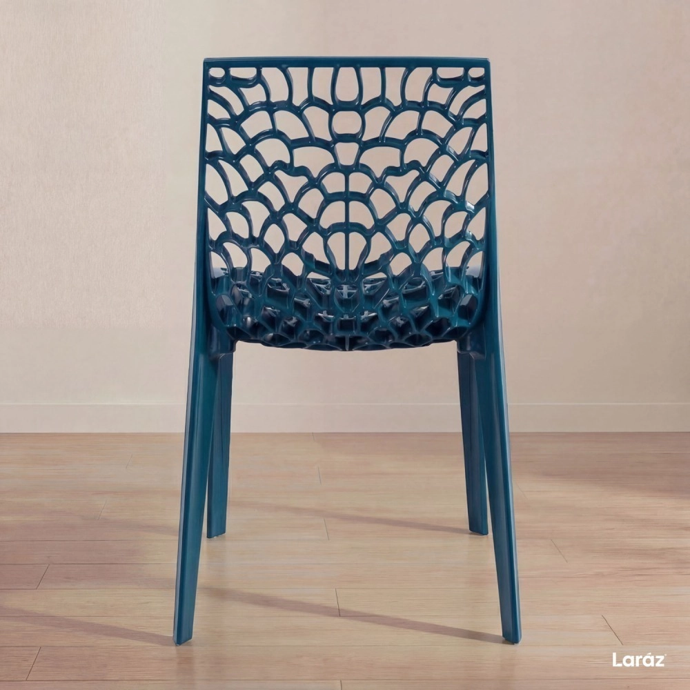 Kit 8 Cadeiras de jantar Gruvyer com design contemporâneo e anatômico - Azul petróleo