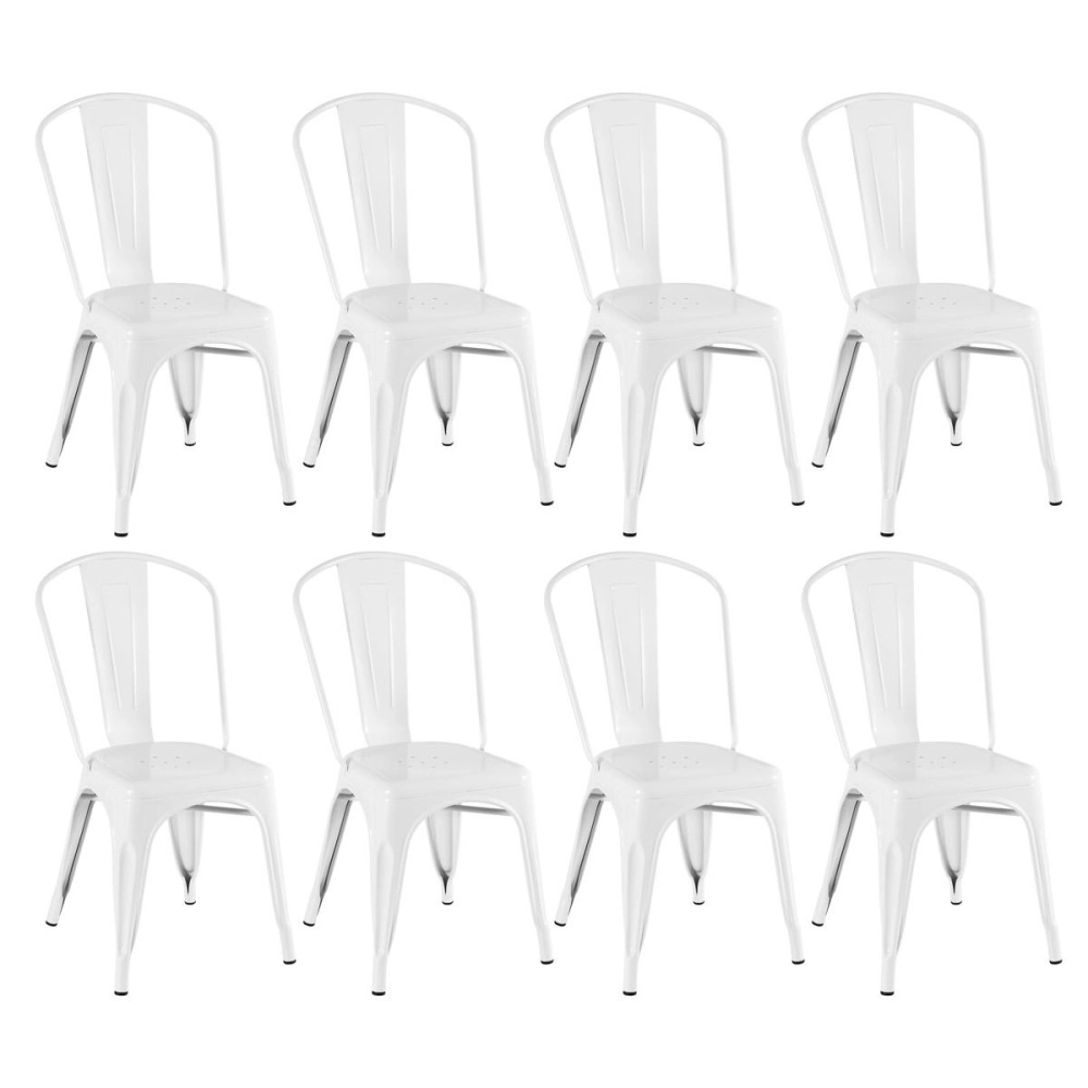 Kit 8 Cadeiras de jantar Iron Tolix com design industrial – Branco