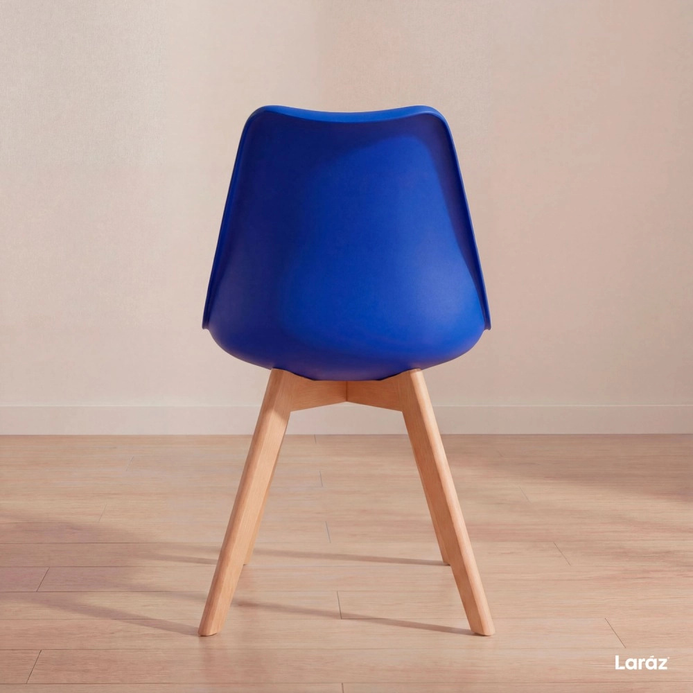 Kit 8 Cadeiras de jantar Leda com assento estofado e design moderno - Azul Bic