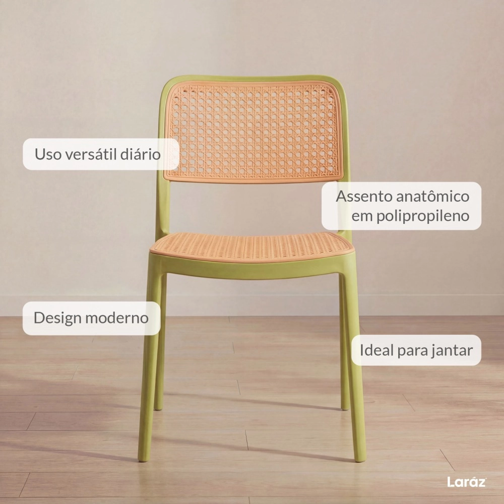 Kit 8 Cadeiras de jantar Maya com design moderno e assento confortável  - Verde