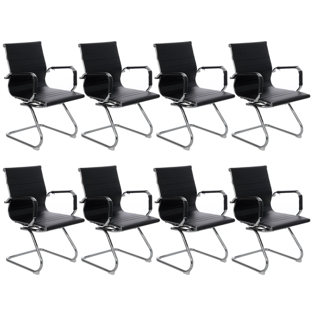 Kit 8 cadeiras escritório Esteirinha Home office fixa recepção - Preto