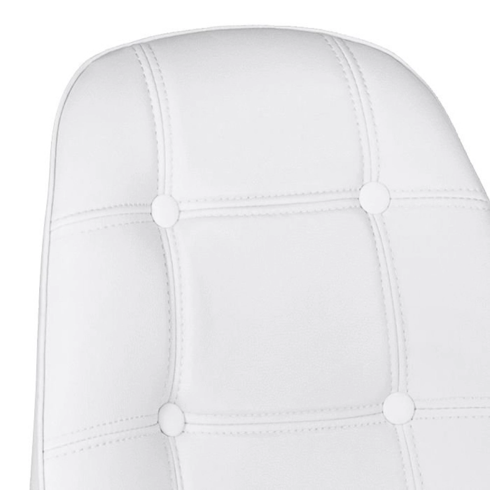 Kit 8 Cadeiras estofada Charles Eames Eiffel Botonê DKR com pés de metal cromado - Branco