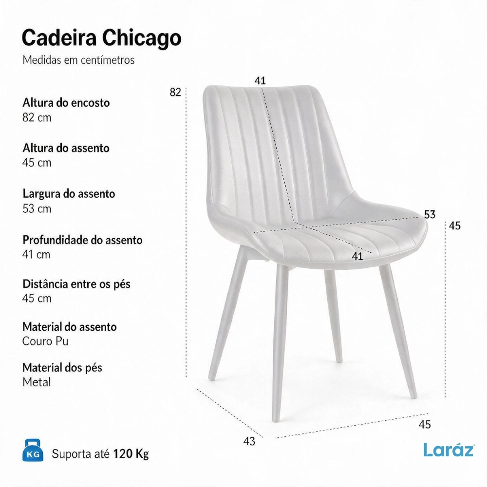 Kit 8 Cadeiras estofada Chicago com design industrial – Cinza Claro Kit 8 Cadeiras estofada Chicago com design industrial – Cinza Claro