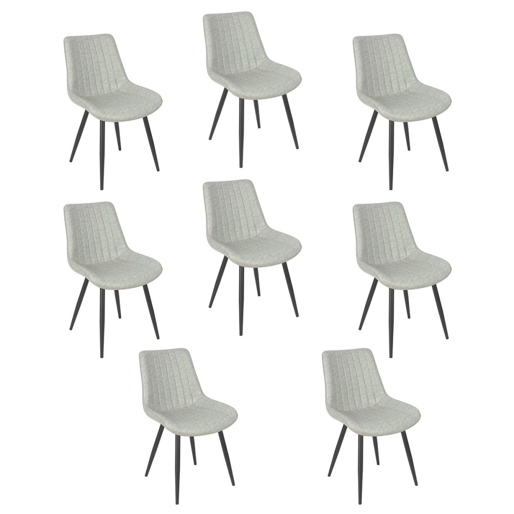 Kit 8 Cadeiras estofada Chicago com design industrial – Cinza Claro Kit 8 Cadeiras estofada Chicago com design industrial – Cinza Claro