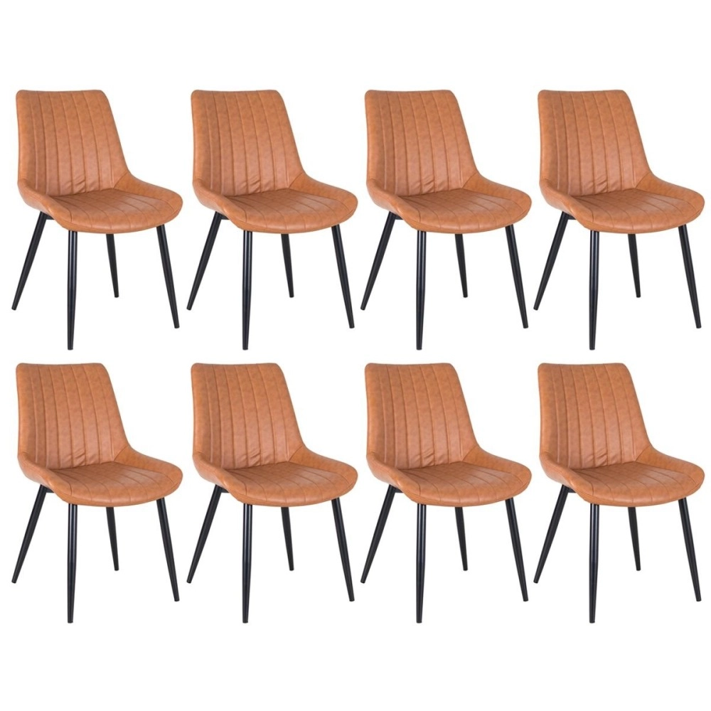 Kit 8 Cadeiras estofada Chicago com design industrial - Marrom