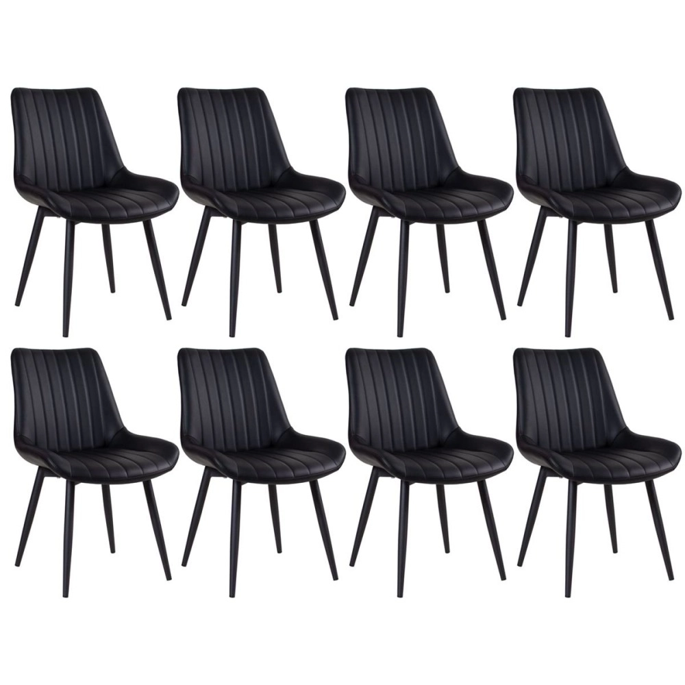 Kit 8 Cadeiras estofada Chicago com design industrial – Preto