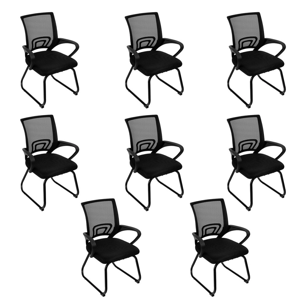Kit 8 Cadeiras estofada Office Tok com base fixa para escritório – Preto