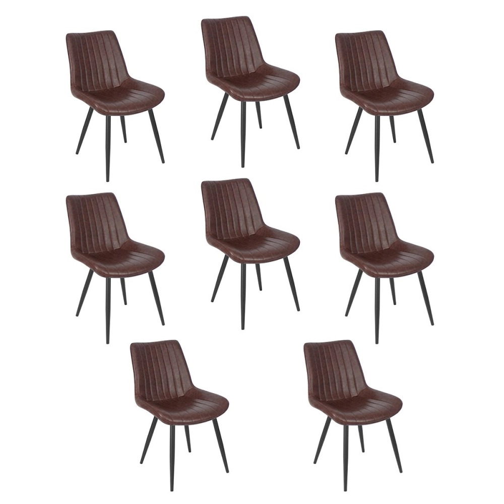 Kit 8 Cadeiras estofada Chicago com design industrial - Marrom Café