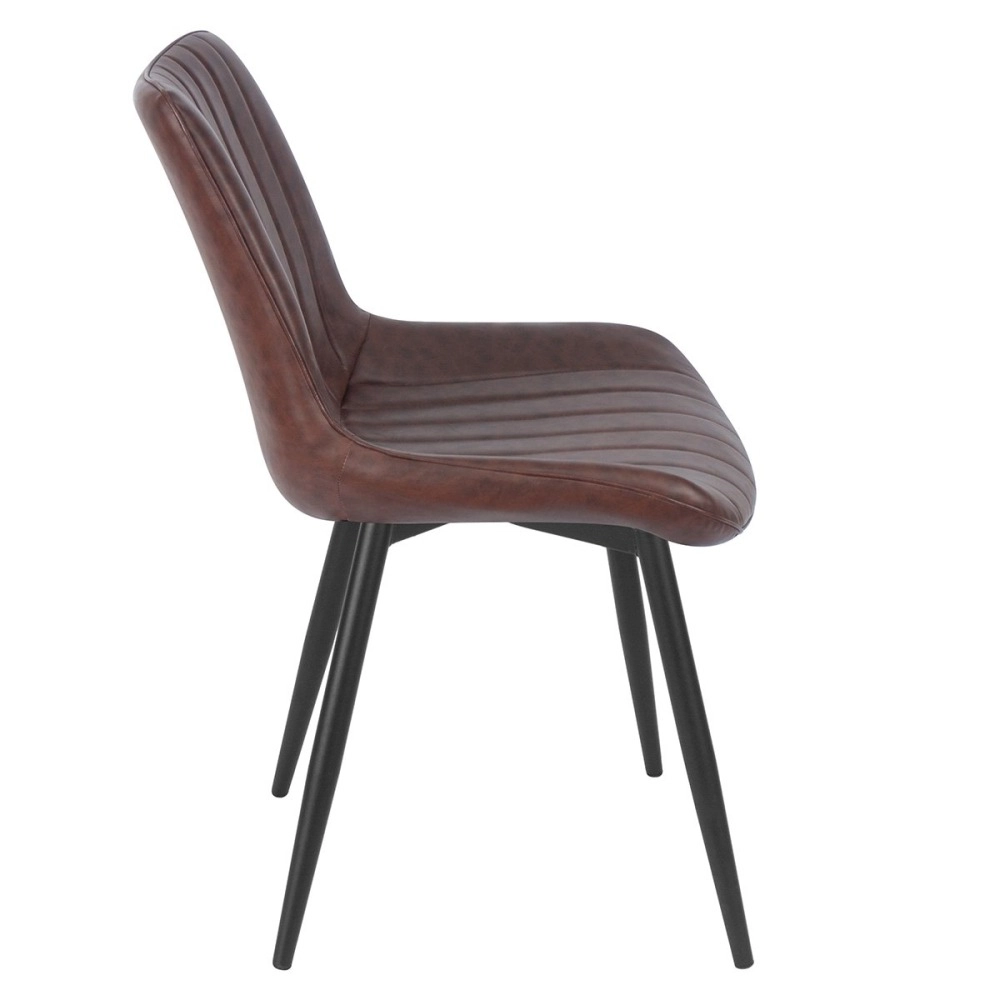 Kit 8 Cadeiras estofada Chicago com design industrial - Marrom Café