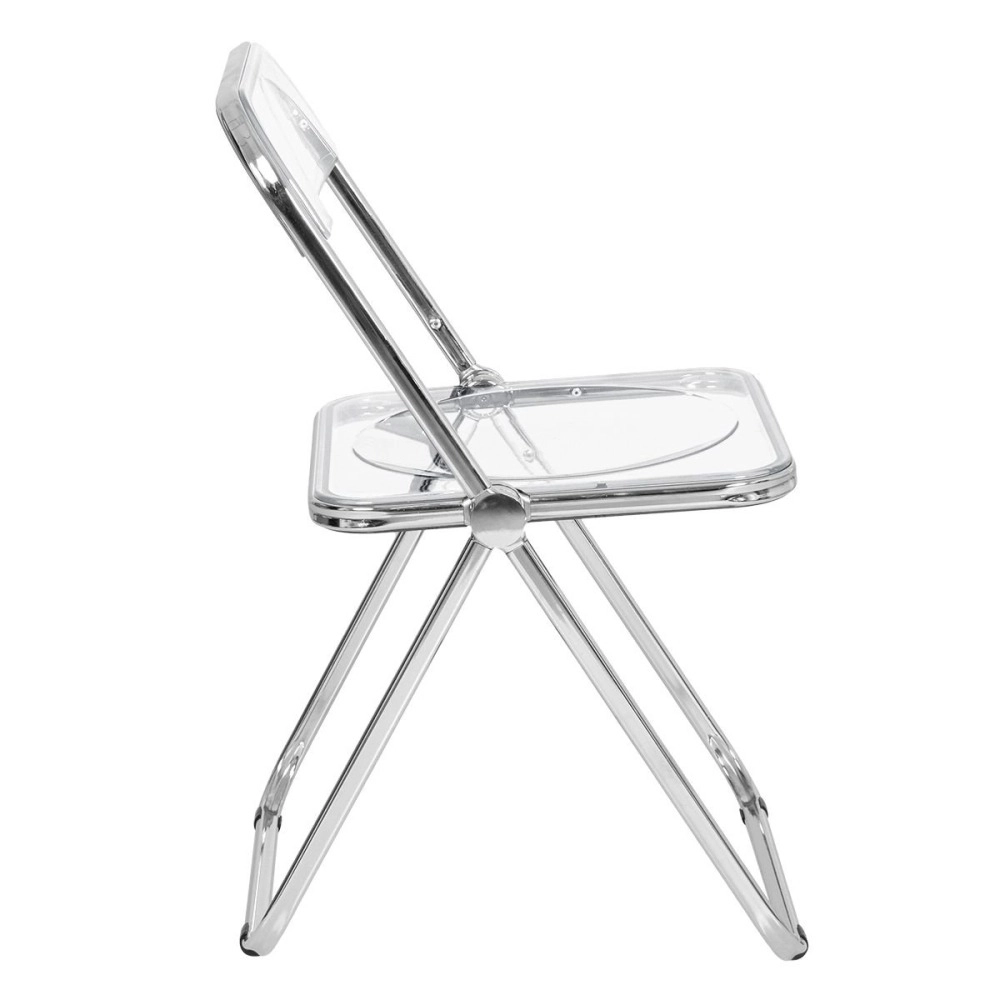 Kit 8 cadeiras jantar design dobrável cristal acrílico transparente Italia - Incolor