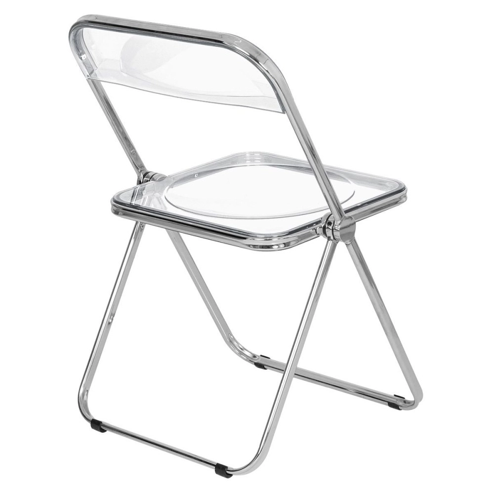 Kit 8 cadeiras jantar design dobrável cristal acrílico transparente Italia - Incolor
