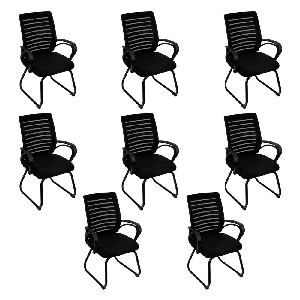 Kit 8 Cadeiras Viena para escritório com base fixa – Preto