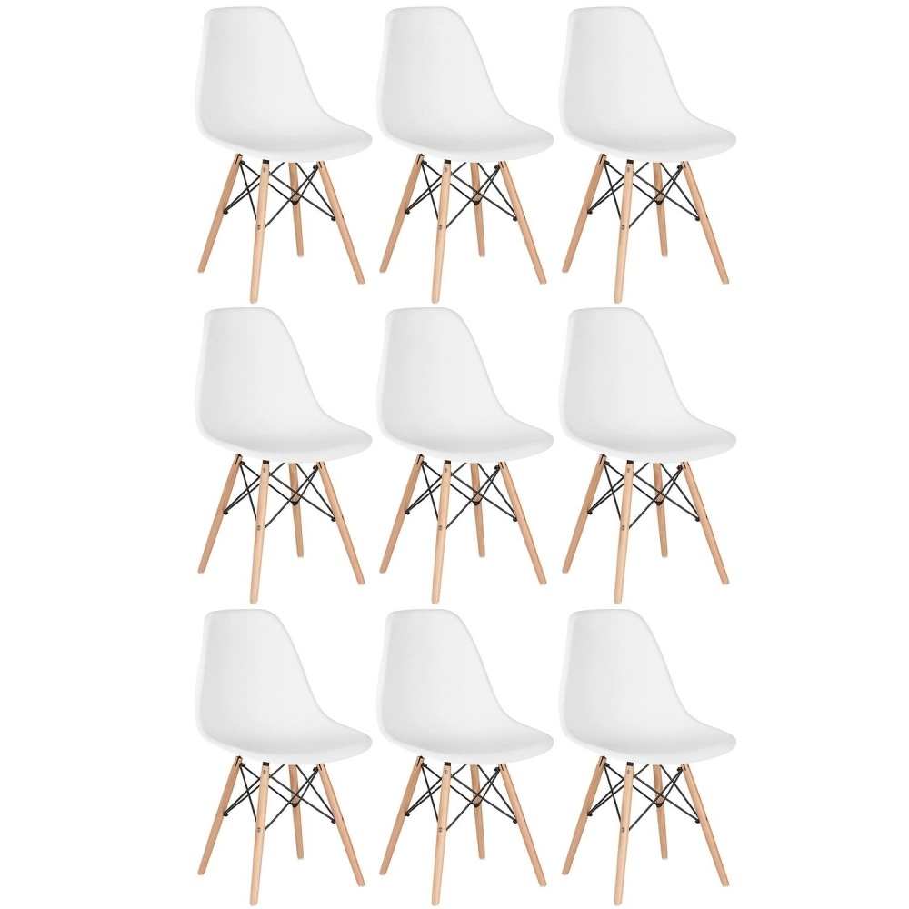 Kit 9 Cadeiras de jantar Charles Eames Eiffel DSW em Polipropileno - Branco Kit 9 Cadeiras de jantar Charles Eames Eiffel DSW em Polipropileno - Branco