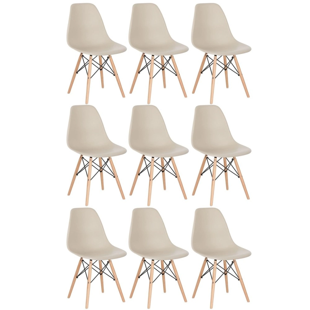 Kit 9 Cadeiras de jantar Charles Eames Eiffel DSW em Polipropileno - Nude Kit 9 Cadeiras de jantar Charles Eames Eiffel DSW em Polipropileno - Nude