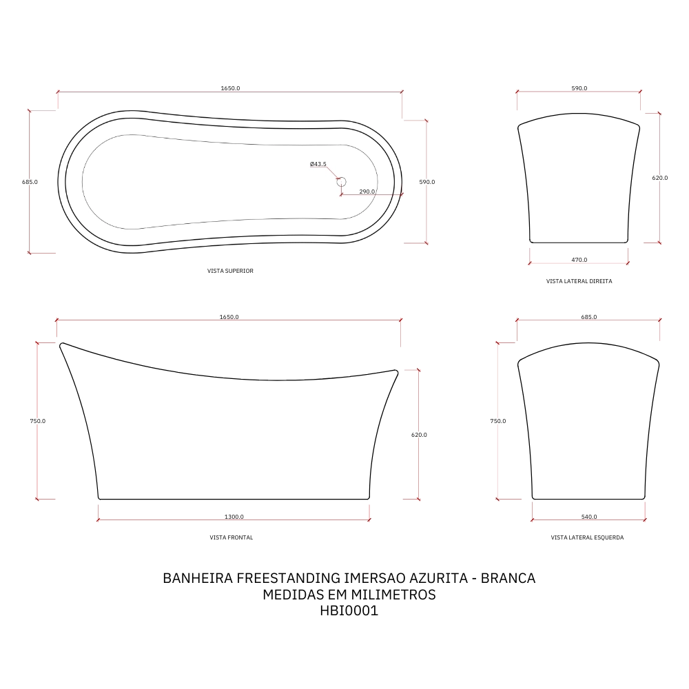 Kit Banheira de Imersão Acrílico 165 cm Azurita e Misturador de Piso Monocomando - Branco e Prata Cromado