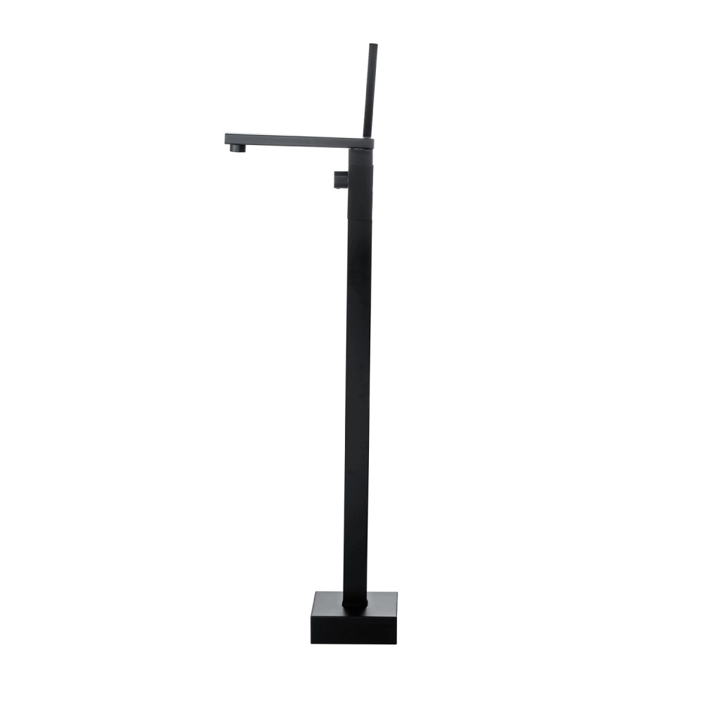 Kit Banheira de Imersão Acrílico 165 cm Azurita e Misturador de Piso Monocomando - Branco e Preto