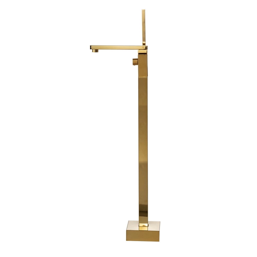 Kit Banheira de Imersão Acrílico 170 cm Rubi e Misturador de Piso Monocomando - Branco e Dourado