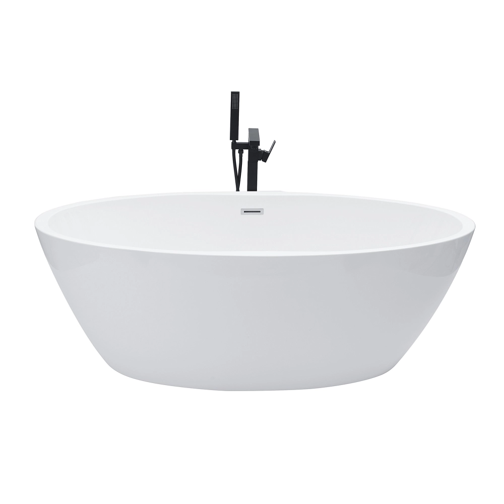 Kit Banheira de Imersão Acrílico 170 cm Rubi e Misturador de Piso Monocomando - Branco e Preto