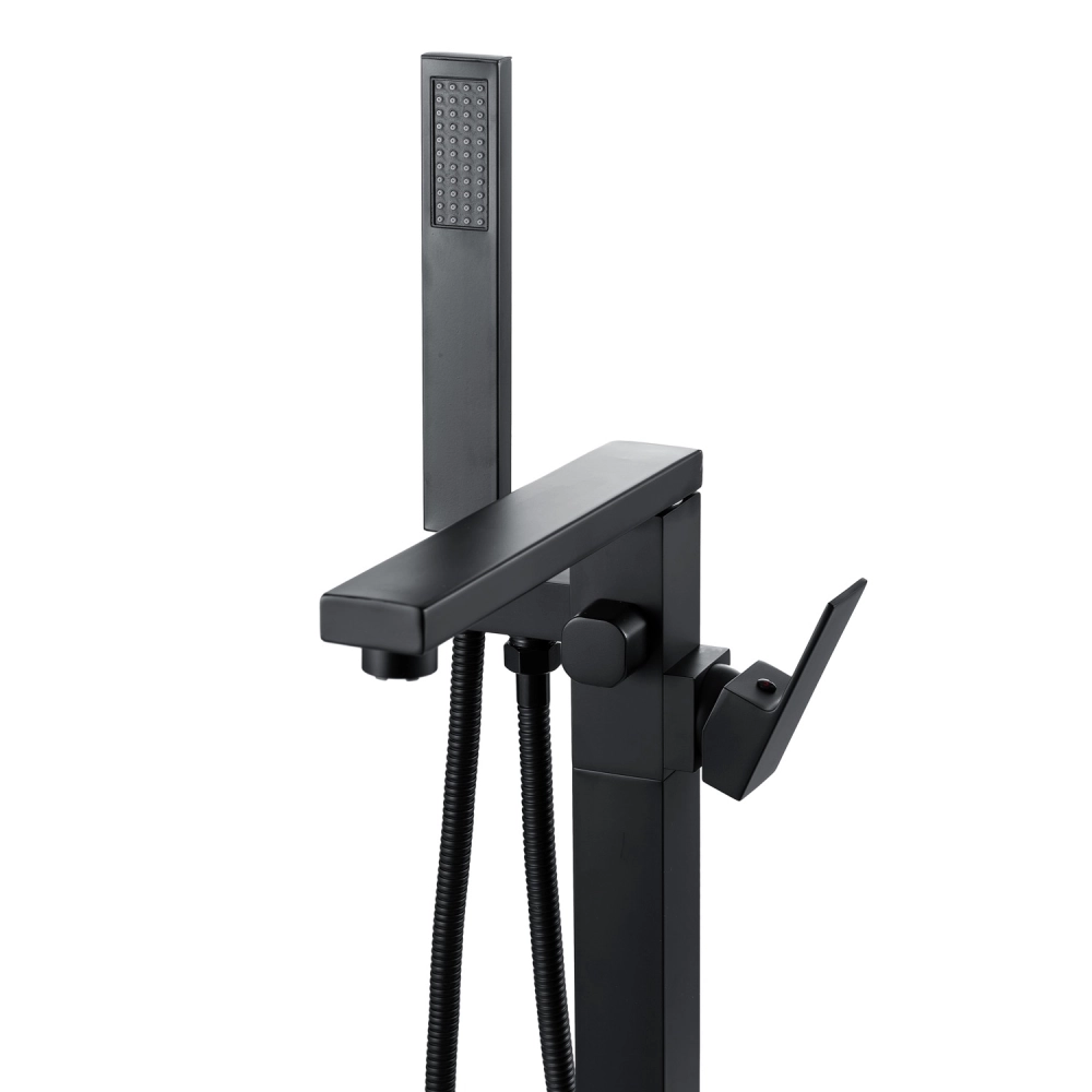 Kit Banheira de Imersão Acrílico 170 cm Rubi e Misturador de Piso Monocomando - Branco e Preto