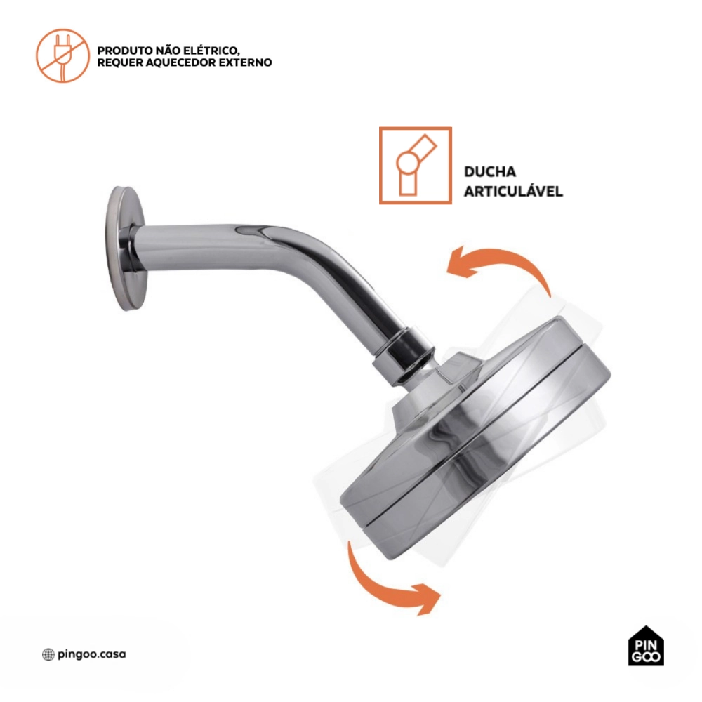 Kit Chuveiro Autolimpante Redondo de Parede Mauá com Desviador Mundaú e Ducha Manual Piraju Pingoo.casa - Prata