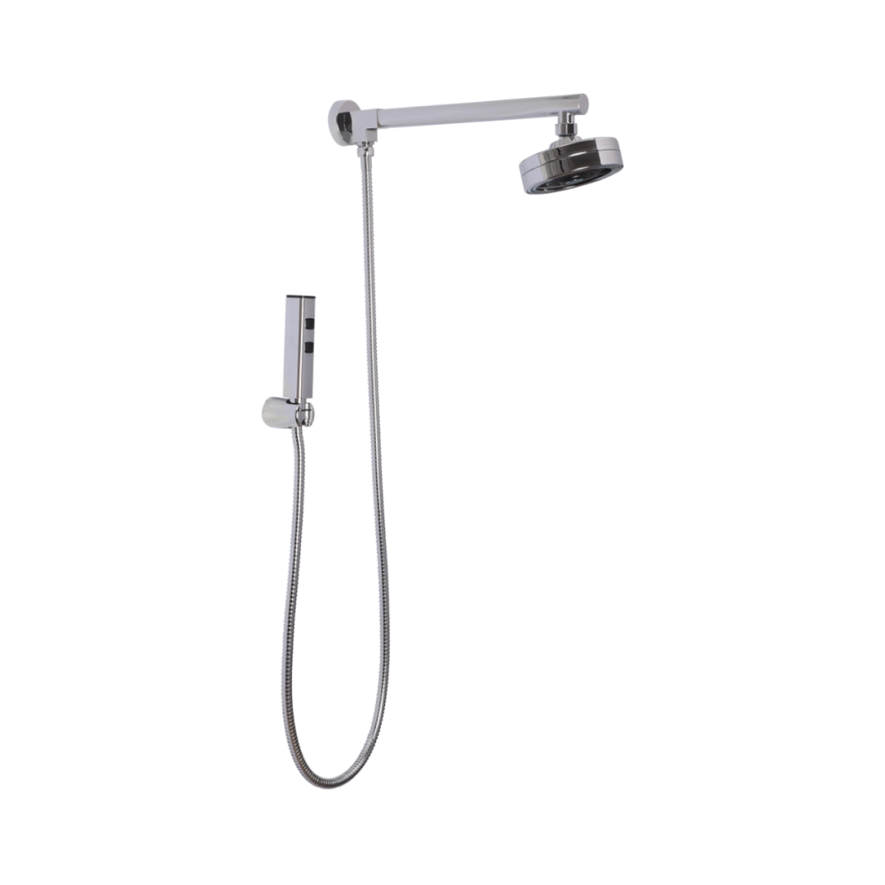 Kit Chuveiro Autolimpante Redondo de Parede Longo Mauá com Desviador Mundaú e Ducha Manual Aruanã Pingoo.casa - Prata