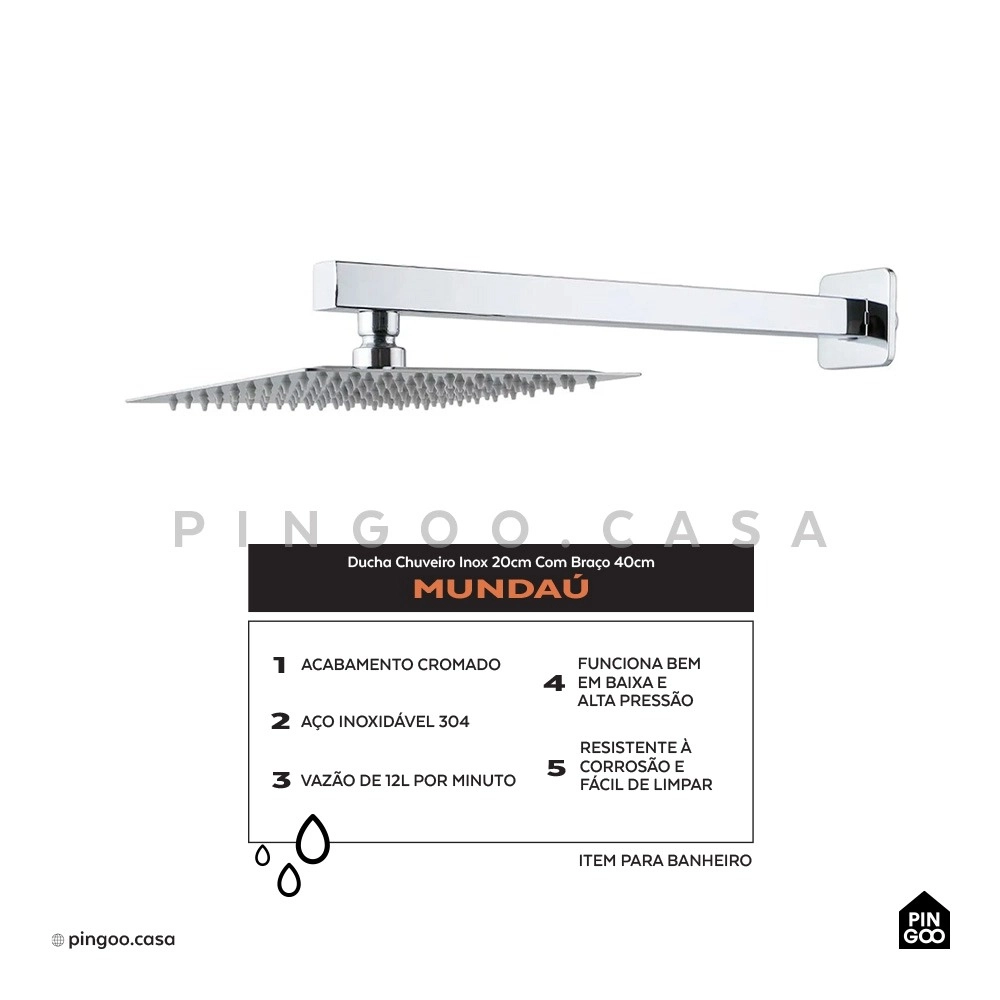 Kit Chuveiro Mundaú e Misturador Prata