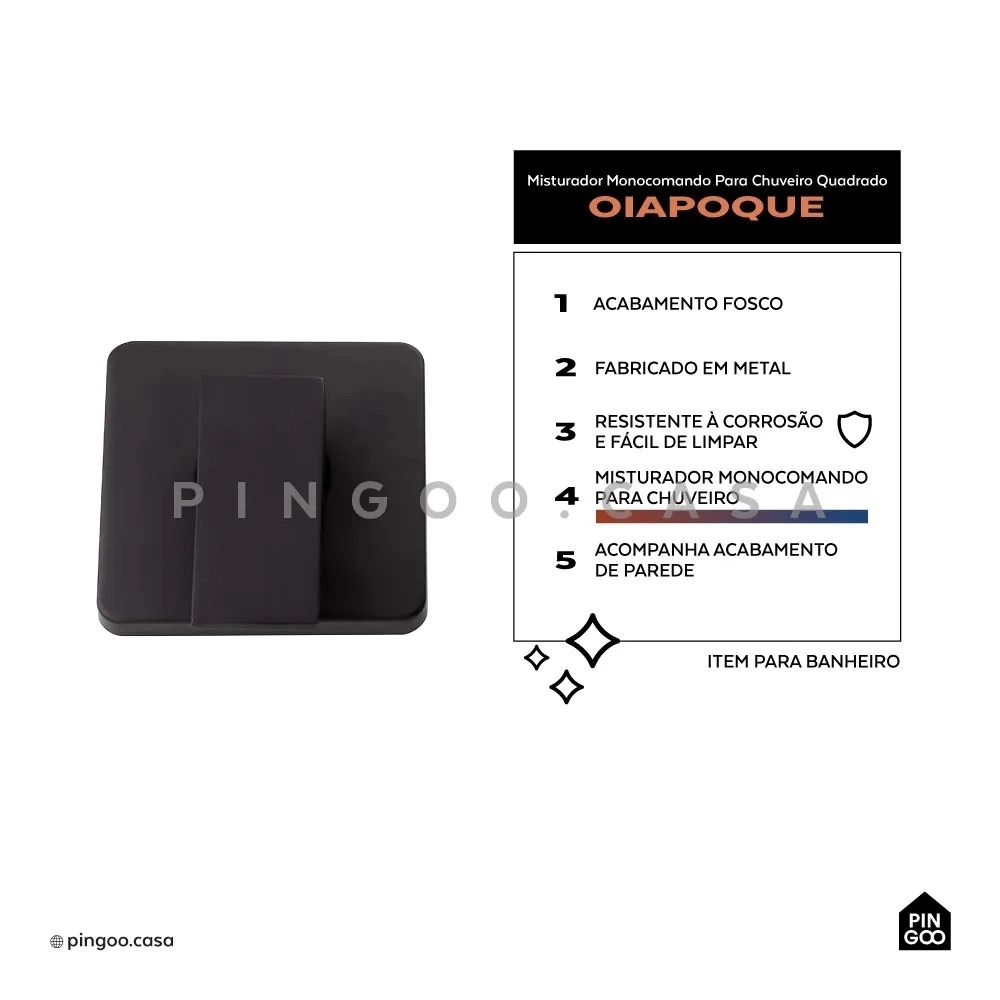 Kit Chuveiro Mundaú e Misturador Preto