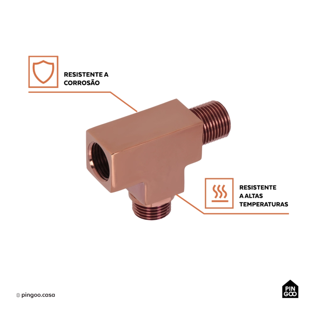 Kit Chuveiro Redondo Curuá 30cm com Desviador Mundaú e Ducha Manual Piraju Pingoo.casa -  Dourado Rose