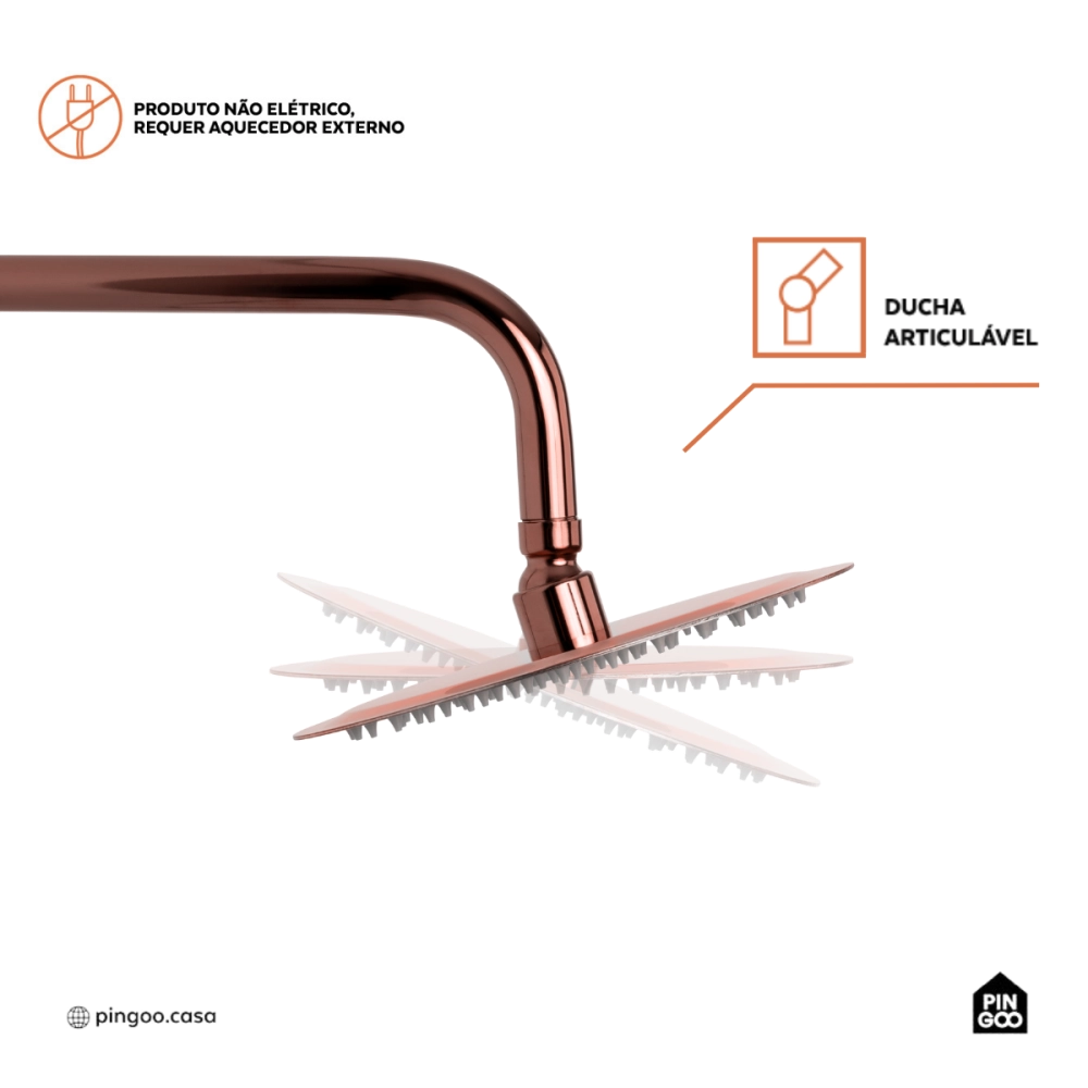Kit Chuveiro Redondo Curuá 20cm com Desviador Mundaú e Ducha Manual Piraju Pingoo.casa - Dourado Rose Kit Chuveiro Redondo Curuá 20cm com Desviador Mundaú e Ducha Manual Piraju Pingoo.casa - Dourado Rose
