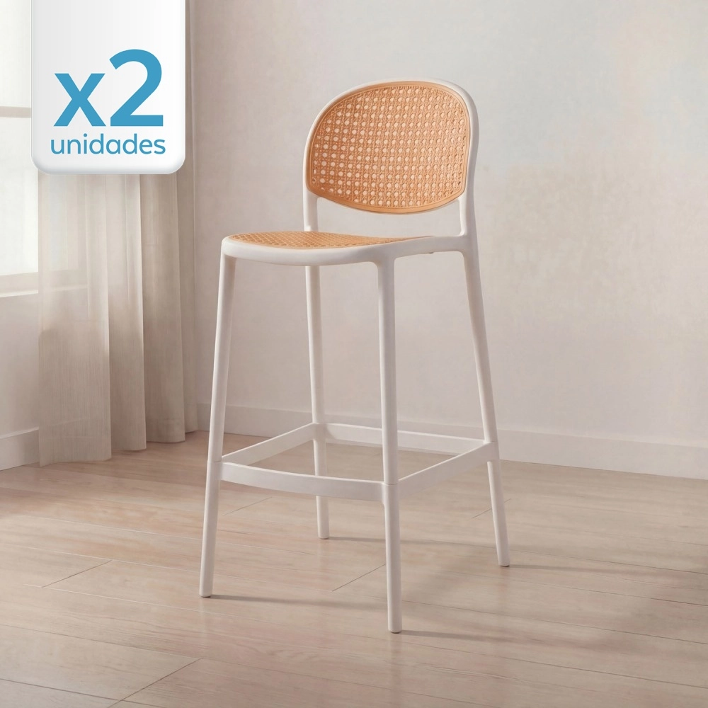 Kit com 2 Banquetas altas para bancada Mumbai com assento anatômico 78 cm – Branco Kit com 2 Banquetas altas para bancada Mumbai com assento anatômico 78 cm – Branco