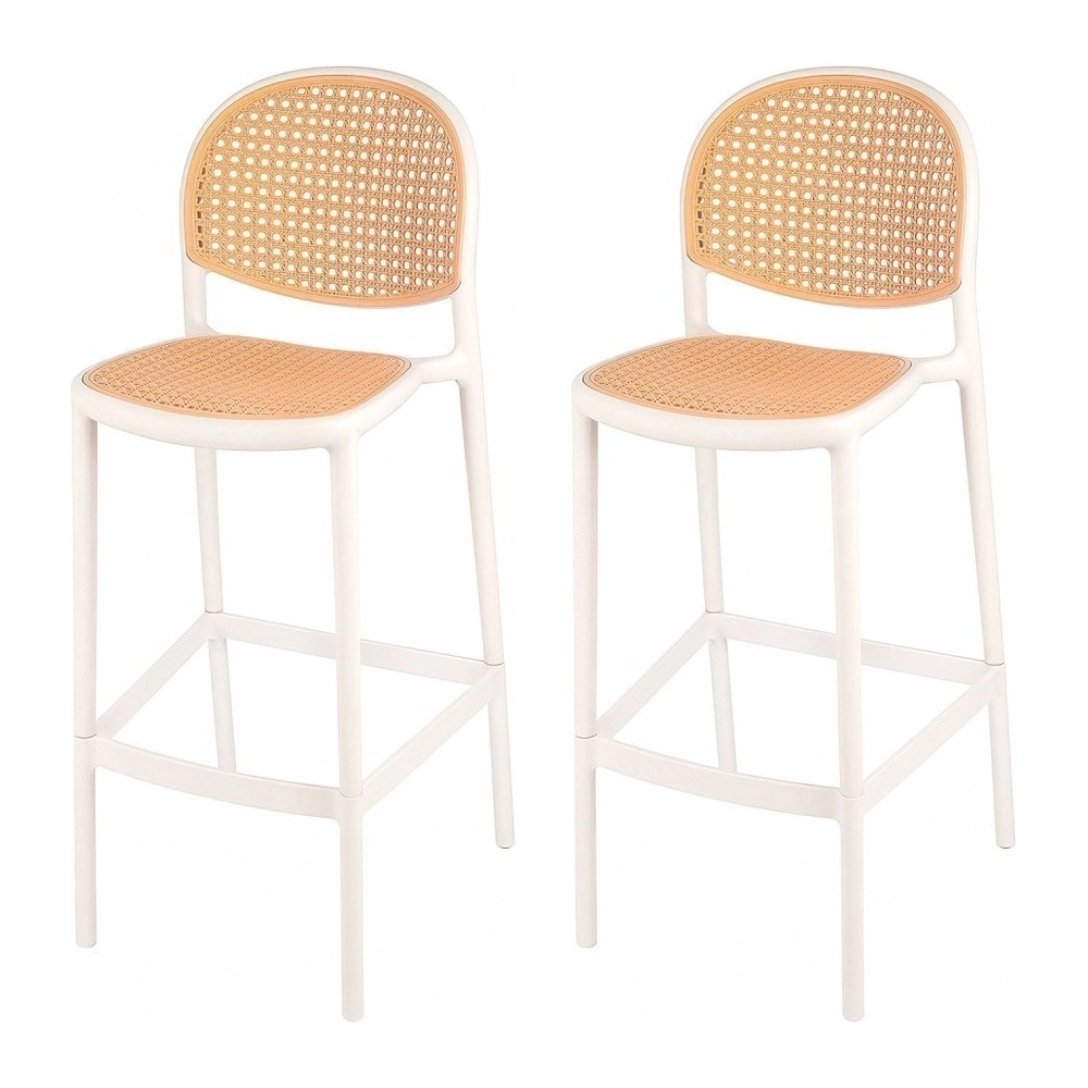 Kit com 2 Banquetas altas para bancada Mumbai com assento anatômico 78 cm – Branco Kit com 2 Banquetas altas para bancada Mumbai com assento anatômico 78 cm – Branco