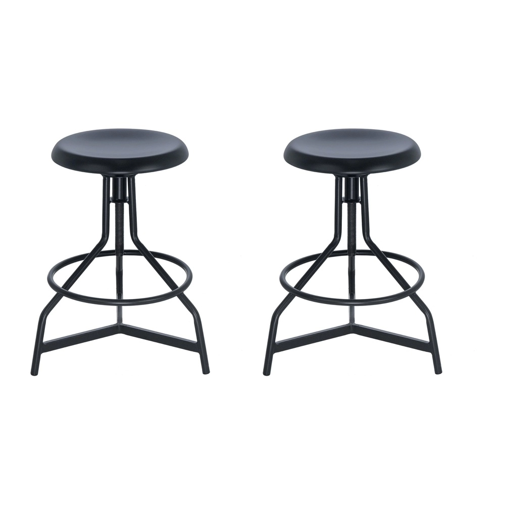Kit com 2 Banquetas altas para cozinha industrial York com banco giratório - Preto Kit com 2 Banquetas altas para cozinha industrial York com banco giratório - Preto