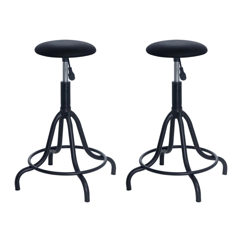 Kit com 2 Banquetas estofadas e giratória para bancada industrial West - Preto Kit com 2 Banquetas estofadas e giratória para bancada industrial West - Preto