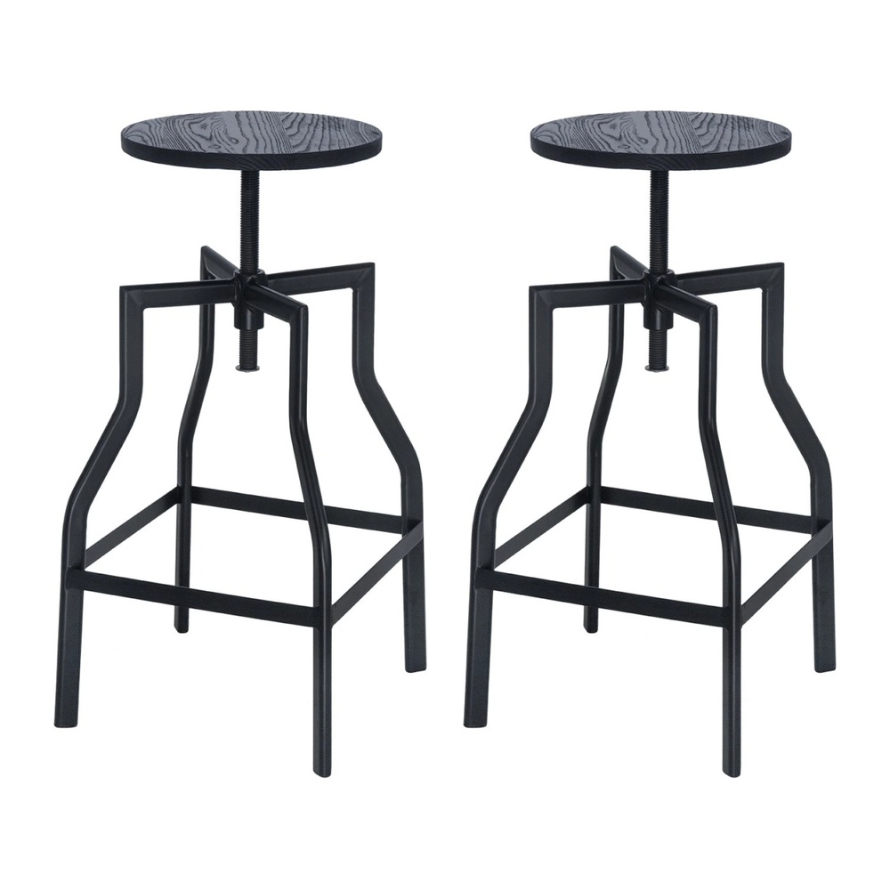 Kit com 2 Banquetas giratórias industriais Turner - Preto Kit com 2 Banquetas giratórias industriais Turner - Preto