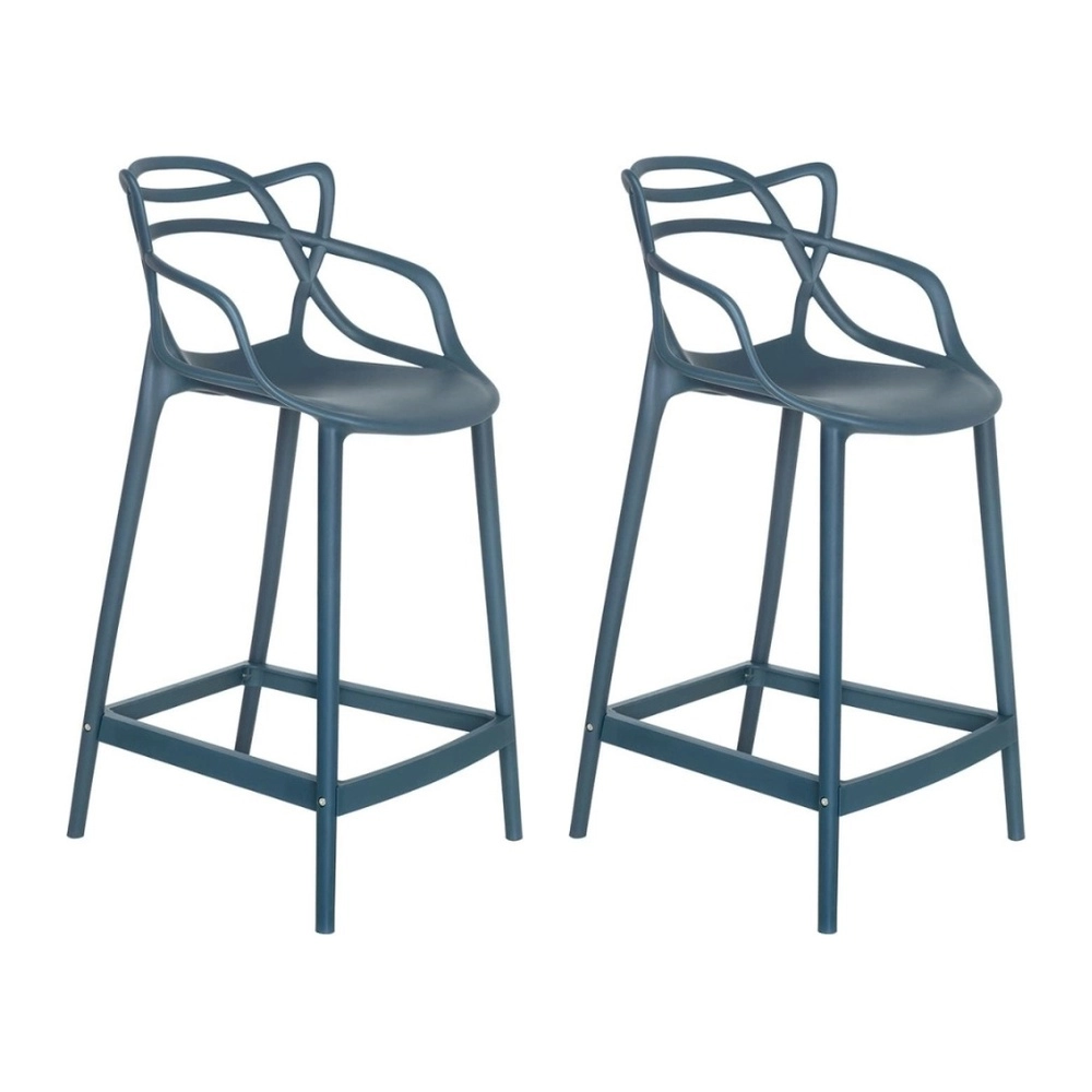 Kit com 2 Banquetas Médias Master Allegra em Polipropileno para Bancada 66 cm - Azul petróleo Kit com 2 Banquetas Médias Master Allegra em Polipropileno para Bancada 66 cm - Azul petróleo
