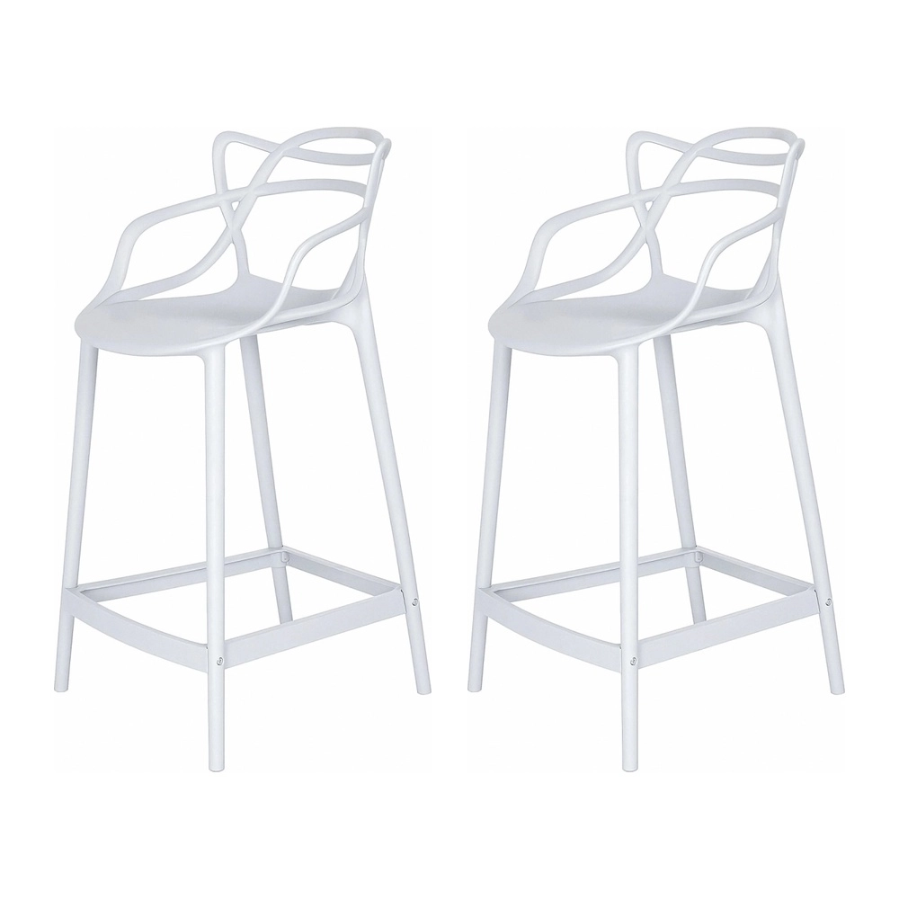 Kit com 2 Banquetas Médias Master Allegra em Polipropileno para Bancada 66 cm - Branco